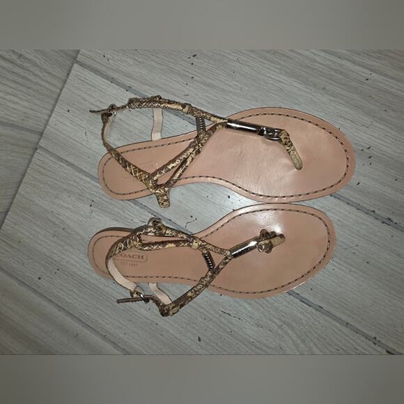 Coach Opal Natural Snake Skin Print Sandals Strappy Size 7 Summer Vacation - Picture 7 of 8
